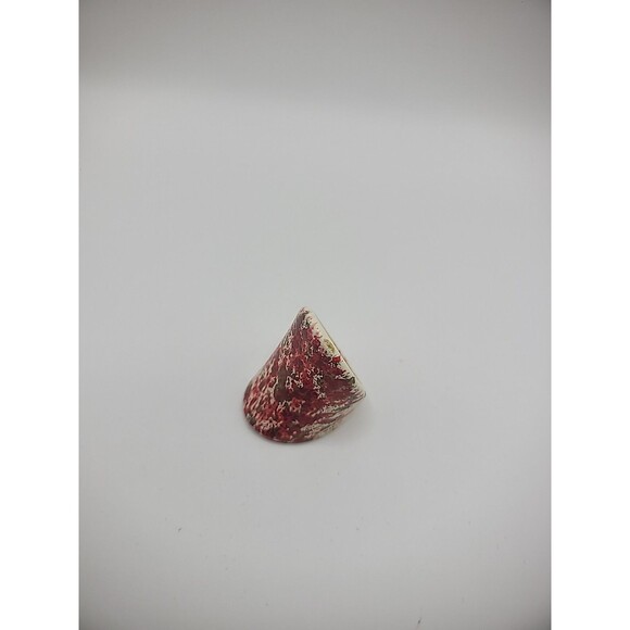 Vintage Ring Size 5 Beige Red Splatter Jewelry Costume - Picture 12 of 12